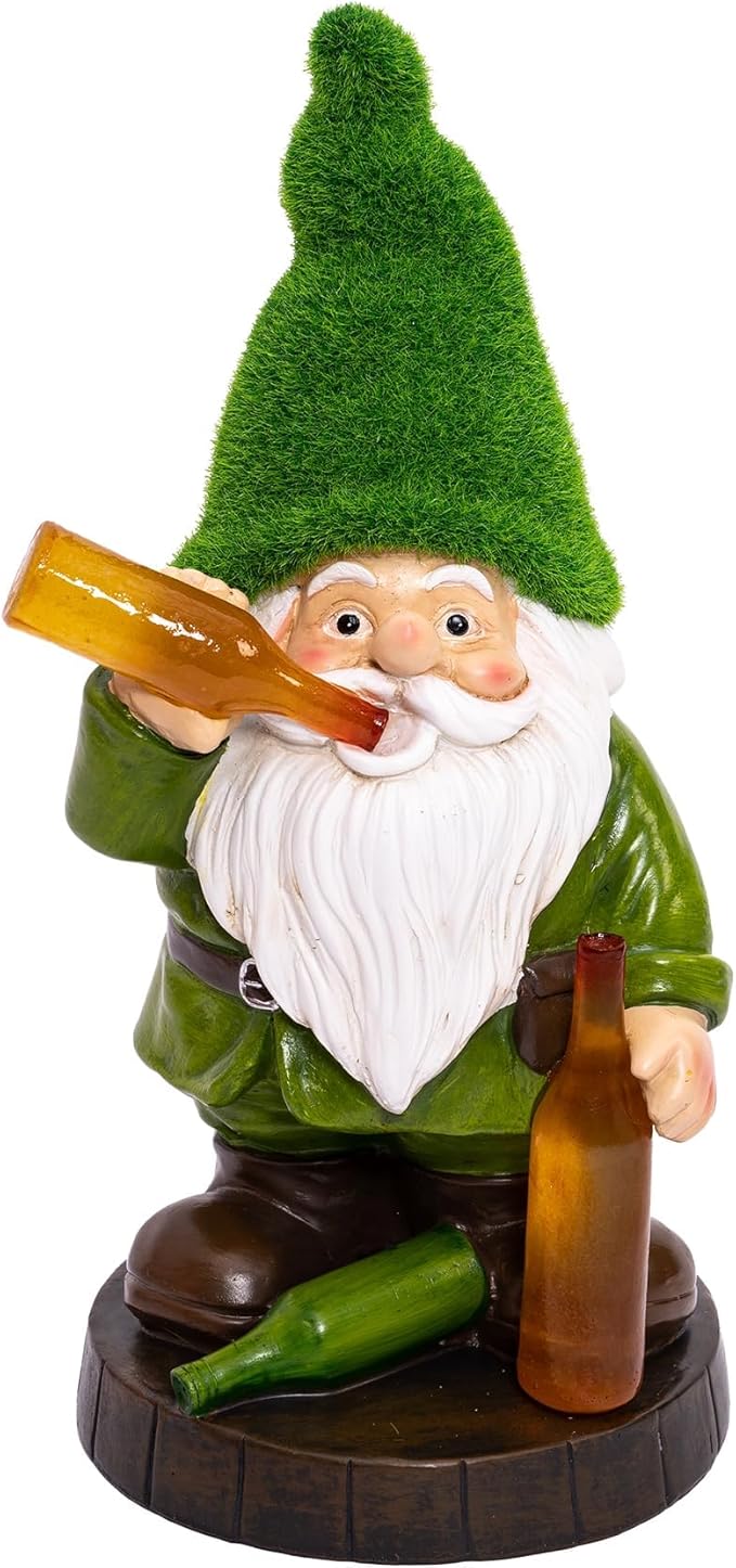 Topadorn Solar Gnome Garden Decor, Garden Gnome Sculptures with Solar LED Lights, 12'' Resin Outdoor Figurine for Yard Patio Decor Lawn Ornaments Porch Gifts