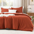 Litanika Burnt Orange Twin/Twin XL Comforter Set, 2 Pieces Solid Terracotta Lightweight Bedding Comforter Set, Rust Fluffy Quilted Blanket Set (66x90In Comforter & 1 Pillowcase)