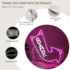 Bar Neon Sign for Wall Decor Arrow Neon Light Pink LED Neon Sign Letter Led Neon Light for Bar Man Cave Party Decoration