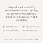 Saatva Down Alternative Pillow - Hypoallergenic Pillow with Plush & Airy Feel - Breathable Organic Cotton Cover - Lofty Microdenier Down Alternative - Queen (28"x16"), 1 Pack