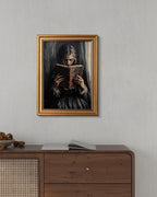 HUARCEY Gold Framed Wall Art for Living Room, Portrait Painting Prints, Vintage Wall Decor for Kitchen, Gothic Bedroom Wall Art for Home Office Magic Scripture 16L x 12W