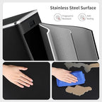 Arlopu 16 GallonStainless Steel Trash Can, 60L Dual Compartment, Metal Kitchen Step Recycle Bin, Metal Double Dustbin, in-Home Garbage Rubbish Can W/Removable Liner Buckets (Black)