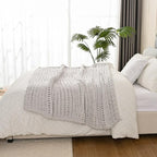 Esterra Chunky Knit Blanket Throw 50"x60", 100% Hand Knitted Chenille Throw Blanket, Cozy Soft Thick Cable Knit Throw Large Rope Knot Crochet Throw Blanket for Sofa Couch Bed, Light Gray