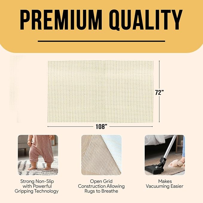 MAYSHINE Non-Slip Area Rug Pad Mat Underlay Multipurpose for Hard Surface Floor (6 x 9 Feet)