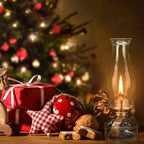 Tuanse 2 Pcs Oil Lamps for Indoor Use Vintage Hurricane Emergency Glass Oil Lamps Large Lantern Classic Decorative Oil Lamp for Home Tabletop Emergency Lighting Supplies(Clear)