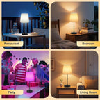 Cordless Table Lamp,5000mAh Rechargeable Battery Operated Desk Lamp,3 Colors & 7 RGB Stepless Dimmable,Portable Wireless Touch Bedside Night Light for Restaurant,Home,Decor Party,Flaxen Shade