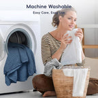 PHF Ultra Soft Waffle Weave Throw Blanket 50"x 60"- Washed Lightweight Breathablee Cozy Woven Blanket - Great for Couch Bed Sofa Home Car - Navy Blue