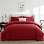 CozyLux Full Size Comforter Sets Dark Red, 7 Pieces Bed in a Bag, Red Comforter Full Size, All Season Bedding Sets with Stitch Quilted Comforter, Flat Sheet, Fitted Sheet, Pillowcases