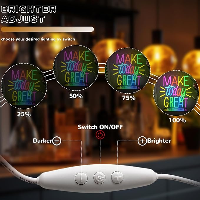 Make Today Great Neon Sign for Wall Decor, Inspirational Colorful Letter Neon Light, Dimmable Motivational Word Led Light Up Sign for Classroom, Cafe, Wedding Party,Birthday Wall Decor