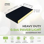 LUMENGY Paver Light Slim 0.5x4 Inch Glare-Free Steel Brick Lighting for Pavers, Walls, Driveway & Pathway Borders 2700K Warm White, Waterproof, Drive-Over Rated - 12V AC/DC