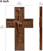BGCOPPER Crucifix Wall Cross Handmade Wooden Cross with Hook, Christian Wall Art Jesus Wall Cross Gifts for Church Home Room Decor Christmas Cross - 6 Inch
