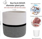 Cotton Rope Plant Basket Modern Woven Basket for 10" Flower Pot Floor Indoor Planters,Storage Organizer Toys Rustic Home Decor,Beige 11"x 11"