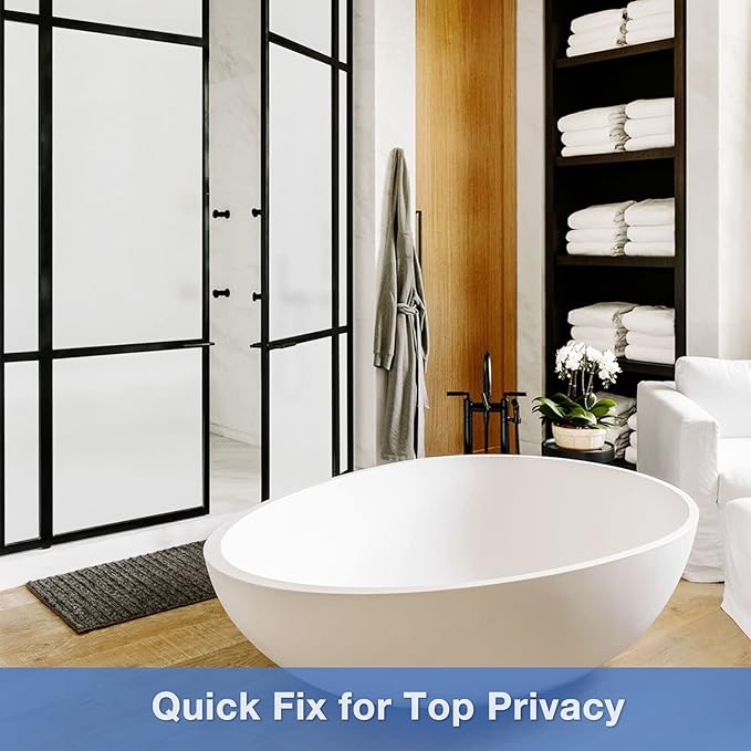 Volcanics Frosted Glass Window Privacy Film with Installation Tools, Removable Static Cling Bathroom Window Film, Heat Control UV Blocking, Peep-Proof, Ideal for Home Office 23.6 x 78.7 Inches