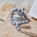 OMISHE Extra Large Wood Bead Garland Grey with 1.6" Diameter Wooden Beads and Tassels, 41" Long Rustic Farmhouse Country Decorative Beads for Home Farmhouse Decor, Grey