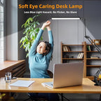 NOEVSBIG LED Desk Lamp with Clamp,2-in-1 Clamp on Desk Lamps with Base,50.7" Adjustable Swing Arm Architect Desk Lamp,Memory Function Desk Lights for Home Office,Workbench,Reading,Craft,Drafting