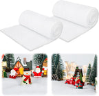 QZYL 2 PCS Snow Blankets, 3×8 FT Thick Xmas Artificial Fake Snow Blanket for Christmas Village Display, Christmas Decorations, Fluffy Christmas Blanket for Winter Wonderland Decorations Table Runner