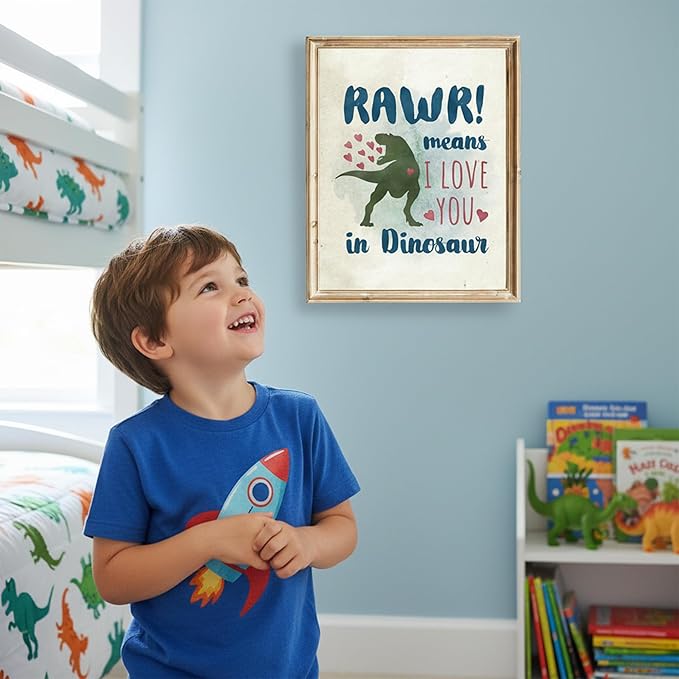 RAWR! Means I Love You In Dinosaur Art Print - 8x10 | Charming and Playful Art Print | Perfect for Kids' Rooms, Playrooms, or Nurseries | Unframed Dinosaur-themed Wall Art