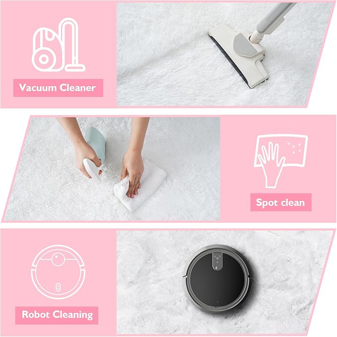 Shag Area Rug for Bedroom 5x8,White Fluffy Area Rugs for Living Room,Soft Fuzzy Rug Non-Shedding Indoor Plush Carpet for Kids Bedroom Nursery Dorm Home Decor