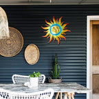 Large Metal Sun Wall Art Decor - 23.6 inches Outdoor Wall Decor,Sun Face Sculpture for Garden Farmhouse Yard Patio Fence Living Room Bedroom Gift Idea for Family Friends