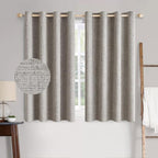 MIULEE 100% Blackout Linen Textured Curtains for Bedroom Solid Thermal Insulated Warm Taupe Grommet Room Darkening Curtains & Drapes Luxury Decor for Living Room Nursery 52 x 45 Inch (2 Panels)