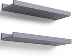 Floating Shelves for Wall, Wall Shelves Set of 2, Bedroom Shelves with Lip, Display Picture Ledge Shelf for Wall Decor Bedroom Living Room Bathroom Kitchen - Grey
