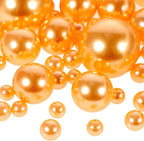 200 PCS Orange Vase Fillers, Pearls Bead for Centerpieces Vases, 10/14/20 MM No Hole Beads, Fake Pearls for Wedding Birthday Anniversary Theme Party Table Centerpieces Decor