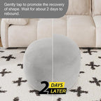 MeMoreCool Round Stuffed Pouf Ottoman Foot Rest, Floor Pouf Foot Stool with Soft Foam Chunk Filling, Small Round Ottoman Footstool Circle Footrest for Living Room, Light Grey