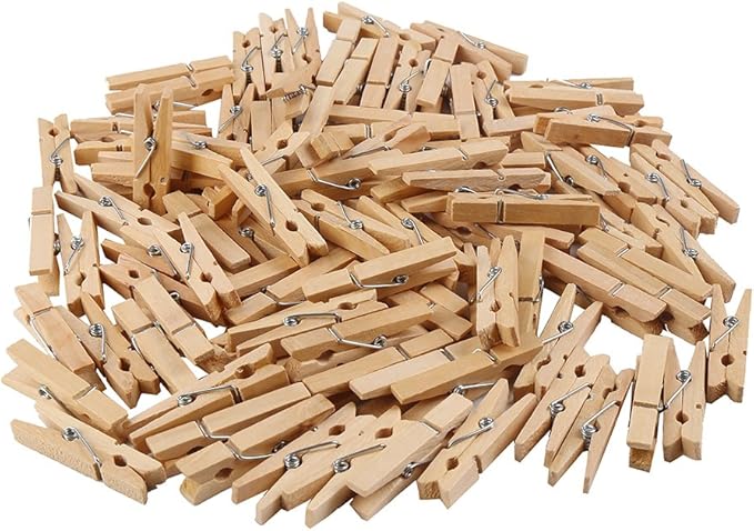 DECORA 45mm Sturdy Heavy-Duty Wooden Clothespins for Photo Clips Scrap Booking Crafts Gift Wrapping,100 Pieces