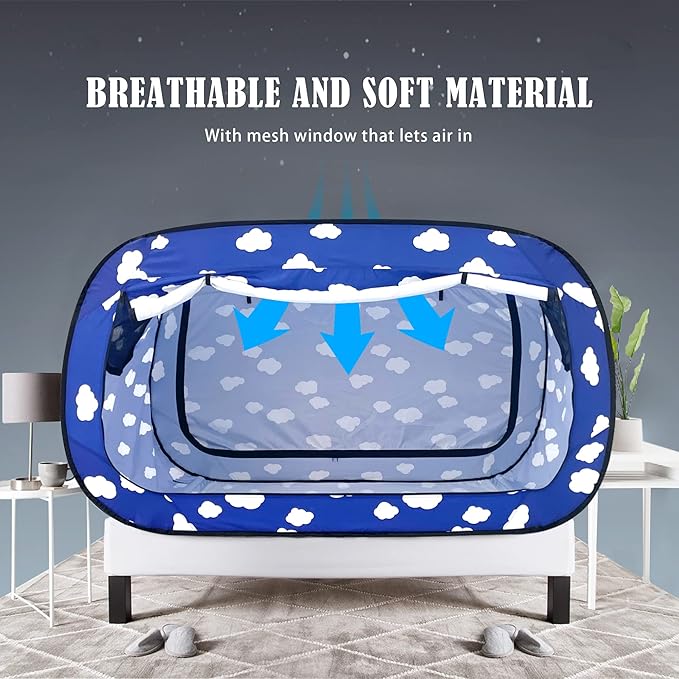 Bed Tent Twin Bed Canopy Tents Portable Dream Tent for Adult Indoor Sleeping Tents with 2 Doors Breathable Private Space Tents, Cloud