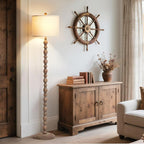 Luvkczc 62" Farmhouse Floor Lamp for Living Room & Bedroom - 3-Color Temperature Standing Lamp, Vintage Rustic Tall Floor Lamps with Rotary Switch, Resin Corner Lamps for Office (Dark Brown)