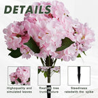 Set of 2 Artificial Hydrangea with Metal Stands, 20 Inch Tall Faux Purple Pink Flower Arrangement, Outdoor Garden Decor for Yard, Patio, Porch - Spring Summer Decoration