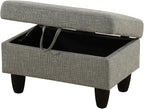 Ottoman Rectangular Storage Ottoman Bench, Flannel Footrest Stool Footstool with Lid for Living Room, Bedroom, Entryway, Gray, 28.5"x19"x17.5"