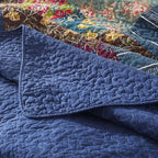 Cotton Bedspread Quilt Sets Reversible Bedding Coverlet Sets 3 Pieces Patchwork Blue Vintage Floral Paisley Bedspread, King Size