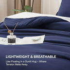 Litanika Navy Blue Twin/Twin XL Comforter Set, 2 Pieces Lightweight Solid Bedding Comforter Set, All Season Fluffy Bed Set (66x90In Comforter & 1 Pillowcase)