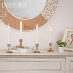 Wooden Taper Candle Holders: Wood Candlestick Holders Rustic Farmhouse Fall Decor for Living Room Dinning Table Centerpiece Christmas Set of 2