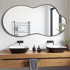 Suidia Irregular Wall Mirror, 55"x28" Bathroom Mirror Asymmetrical Mirrors Artistic Mirrors Decorative for Living Room Bedroom Bathroom Hallway Entryway, Black, Cloud Style