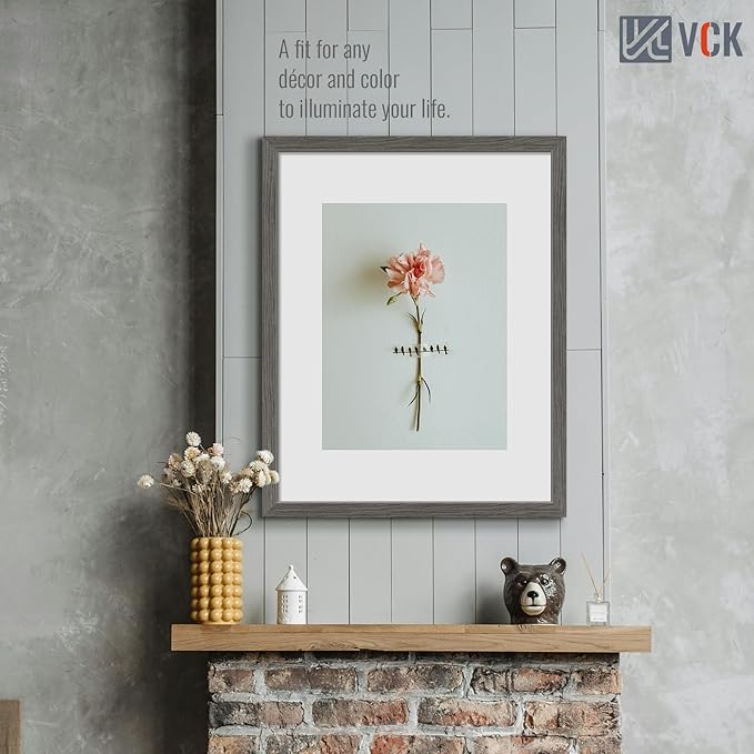 VCK 22x28 Frame Set of 3, Gray Solid Wood Poster Picture Frame, Exclusive Wood Grain, Wall Gallery Frame