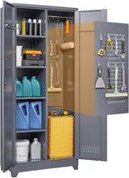 Lockable Storage Cabinet,Utility Closet with Doors and Shelves,SteelGarage Cabinet with Adjustable Shelves for Home,Garage,Gray