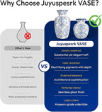 Chinoiserie Vase,9.5 inch Blue and White Vase,Vintage Ceramic Vases,Flower Vase for Centerpiece,Chinese Cute Vases (Blue White, Large)