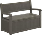 70 Gallon Deck Bench with Storage,Outdoor Storage Box Bench Waterproof&Lockable, Resin Patio Furniture with Armrest for Patio, Porch, Garden,Grey