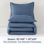 Litanika Haze Blue Comforter Set Queen Size, 3 Pieces Lightweight Solid Bedding Comforter Set, All Season Fluffy Bed Set (90x90In Comforter & 2 Pillowcases)
