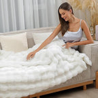 UKELER White Faux Fur Throw Blanket Large Super Soft Fluffy Bed Blankets Throws for Bedroom, Living Room, Couch, Sofa, Office, Camping Plush Furry Blanket 60''x80''