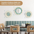 TEIPAI Jewel-Tone Mother of Pearl Mirror Wall Decor for Living Room, 3PCS Handmade Round Wall Art for Home Guest Room Decoration, Unique Mosaic Art Gift for Birthday Wedding Housewarming (Colored)