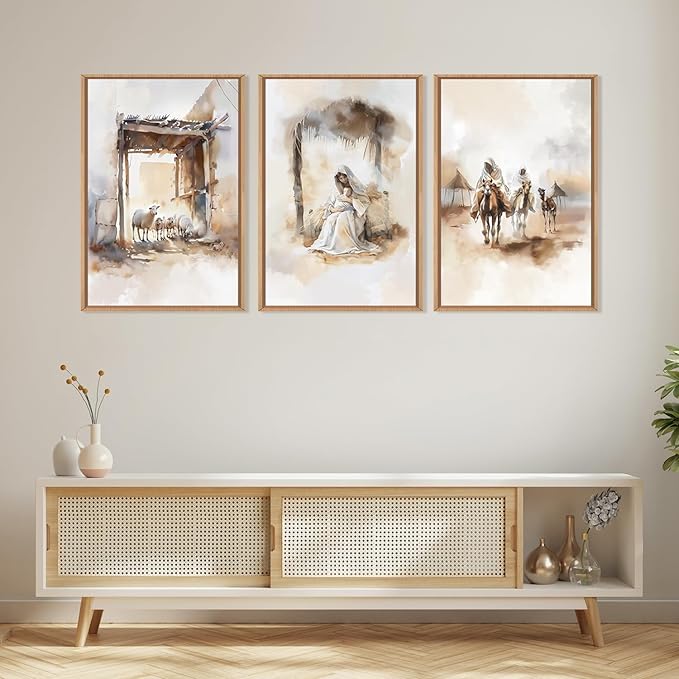 HPINUB Jesus Easter Framed Canvas Wall Art Set,Large Religious Christian Bible Verse Wall Decor,Resurrection Sunday Artwork for Living Room,Church Christian Easter Gift -24"x36"x3