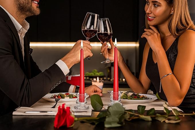 Candlestick Holders Bulk - 12PCS Taper Candle Holders for Table Centerpiece - Thick Glass Candle Holders for Wedding, Party and Festival Decoration