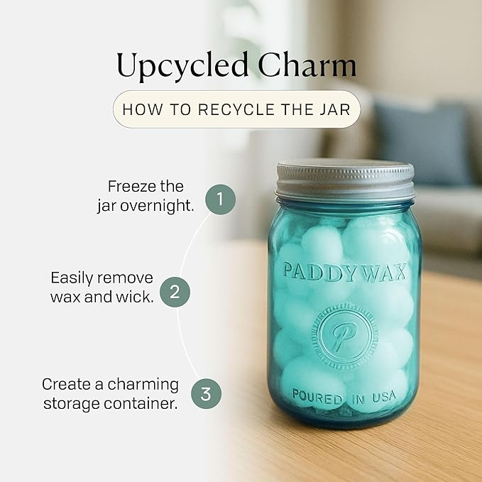 Paddywax Scented Candles Relish Collection Soy Wax Artisan Candle in Glass Jar with Lid, 9.5-Ounce, Ocean Tide + Sea Salt