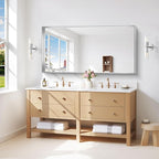 Silver Bathroom Mirror, 24x48 Inch Rectangular Framed Mirror, Large Wall Mounted Bathroom Vanity Mirror Over Sink for Bedroom,Restroom, Living Room, Hangs Vertically or Horizontally