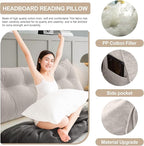 Large Triangular Headboard Pillows Long Backrest Positioning Support Bolster Cushion for Daybed Fluffy Quality Plush Body Wedge Pillow with Removable Cover(Light grey-24x8x20in)