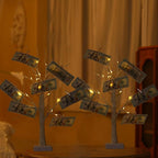 Meonua2-pack Money Tree Gift Card Holder LED Twig Lights - Battery/USB Powered Light Up Display with 22 Clear Clips for Birthday Wedding Photo (Warm Color)