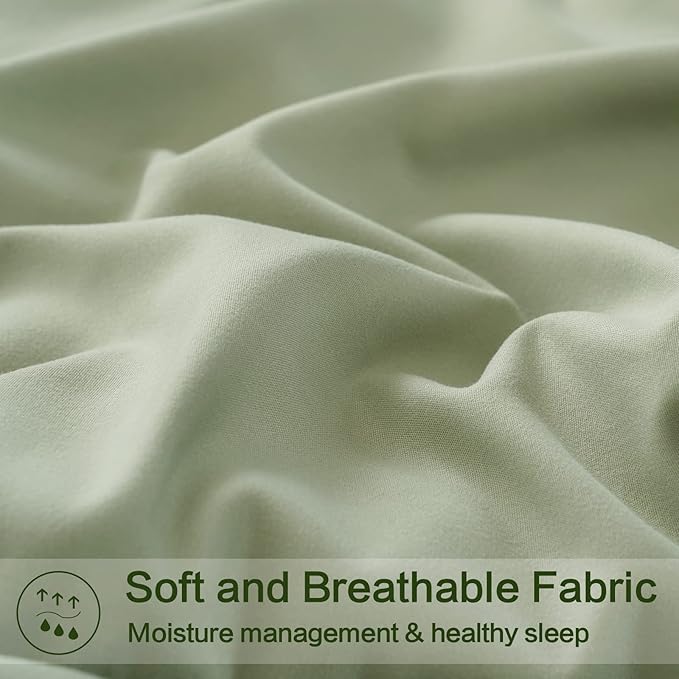 EASELAND California King Down Alternative Comforter - Quilted Duvet Insert for All Seasons, Soft Lightweight with Corner Tabs, Summer Winter Warm Bedding, Sage Green 96x104 Inches